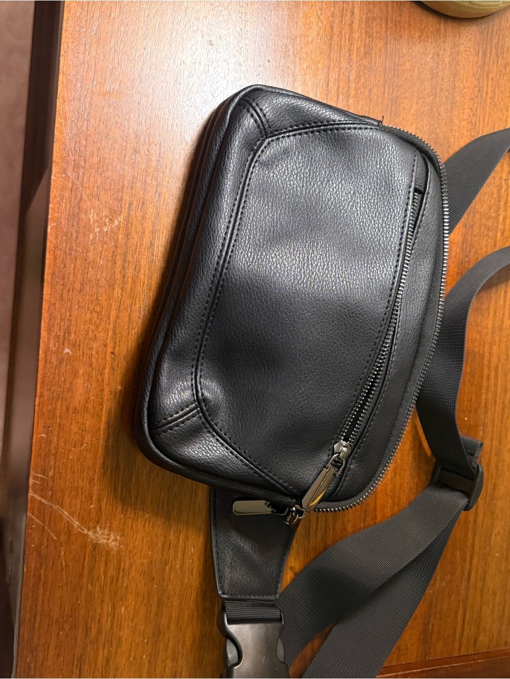 Black Leather Crossbody Sling Bag